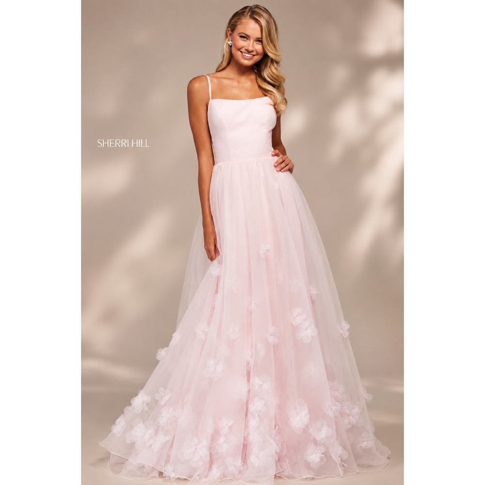Sherri Hill 53708 Pink Glitter Tulle Formal Gown Size 2 NWT $598‎